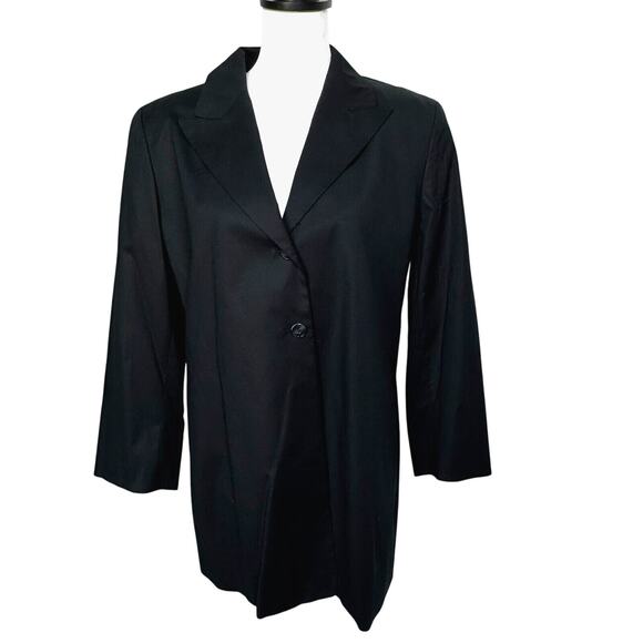 LINDA ALLARD ELLEN‎ TRACY NWT Women's 14 Black Lightweight Cotton Blazer Career - Picture 1 of 9